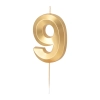 Lumânare aurie metalizată cifră 9