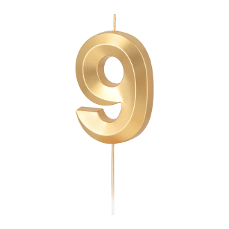 Sveča zlata metalik številka 9