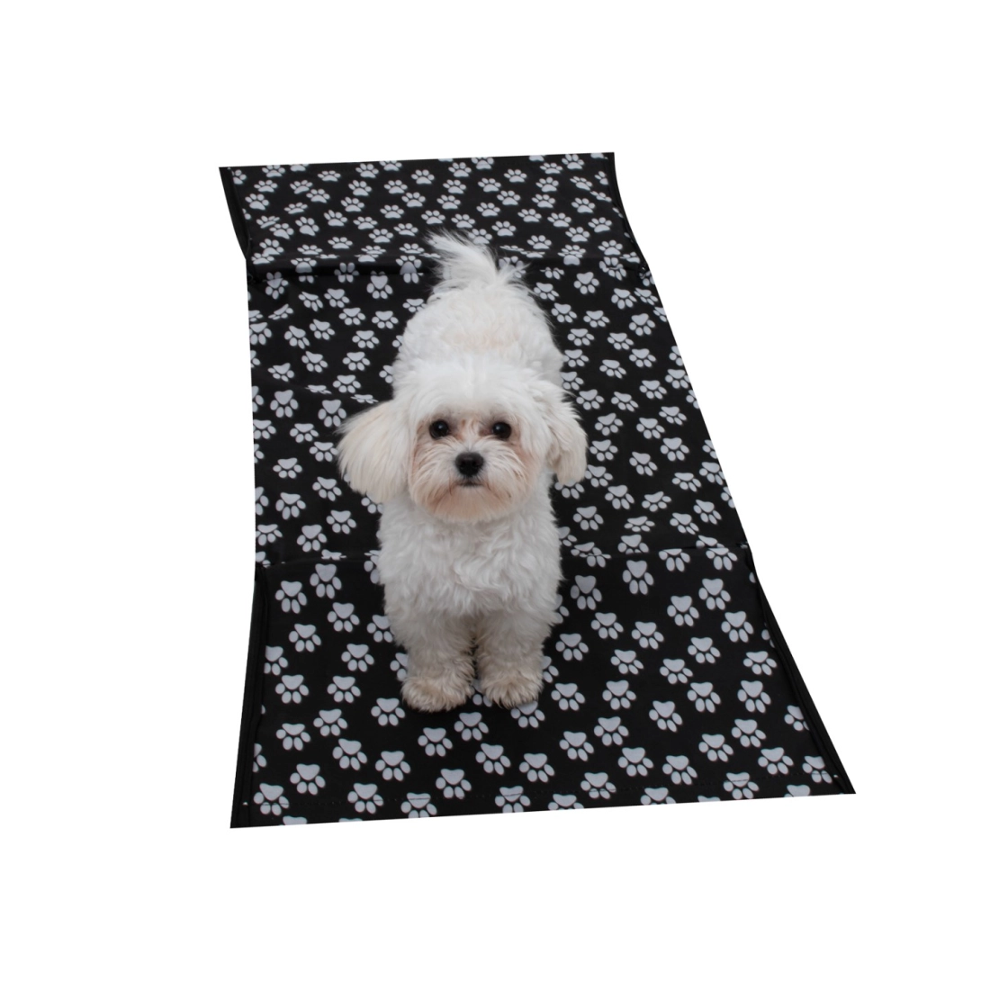 Podložka do auta pre psa - vzor labka, čierna