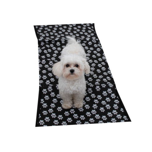 Podložka do auta pre psa - vzor labka, čierna