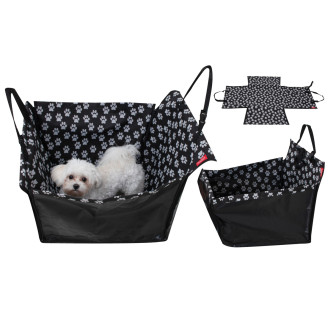 Podložka do auta pre psa - vzor labka, čierna