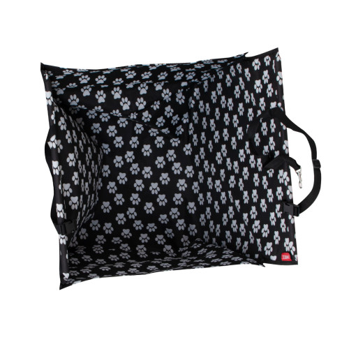 Podložka do auta pre psa - vzor labka, čierna