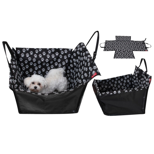 Podložka do auta pre psa - vzor labka, čierna