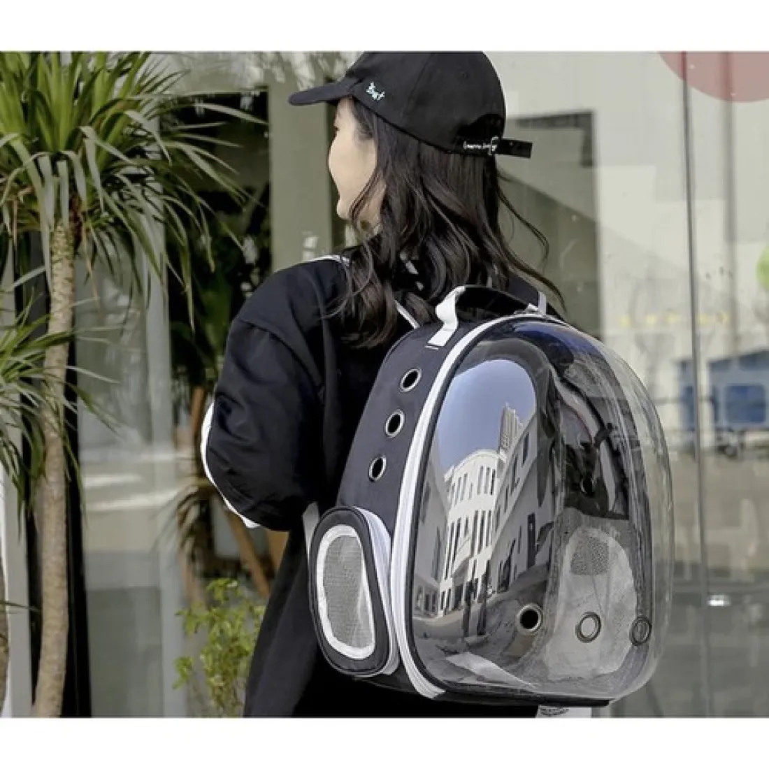 Přepravní batoh pro psy a kočky černý