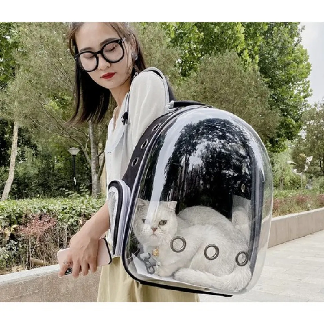 Přepravní batoh pro psy a kočky černý