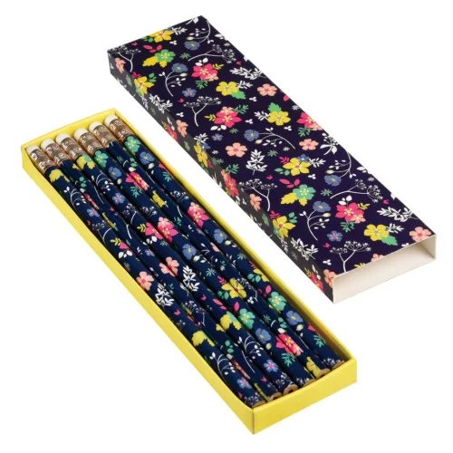 Tužky s gumou - květinový motiv, set 6 ks