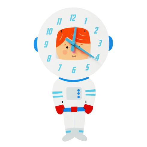 Detské drevené nástenné hodiny - Astronaut 37,5 cm