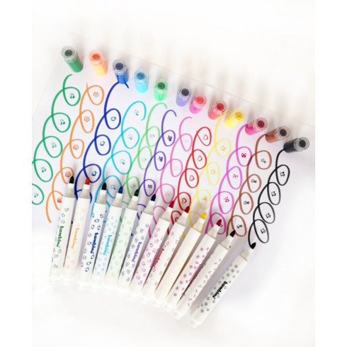 Popisovače s razítky - 12 barev