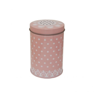 Plechová cukornička ružová s bodkami
