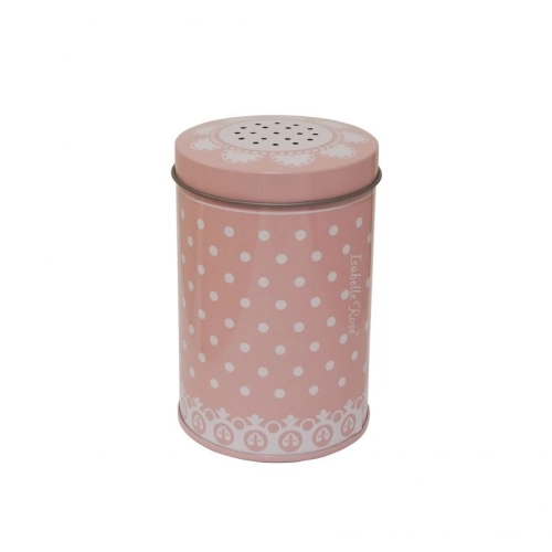 Plechová cukřenka růžová s tečkami