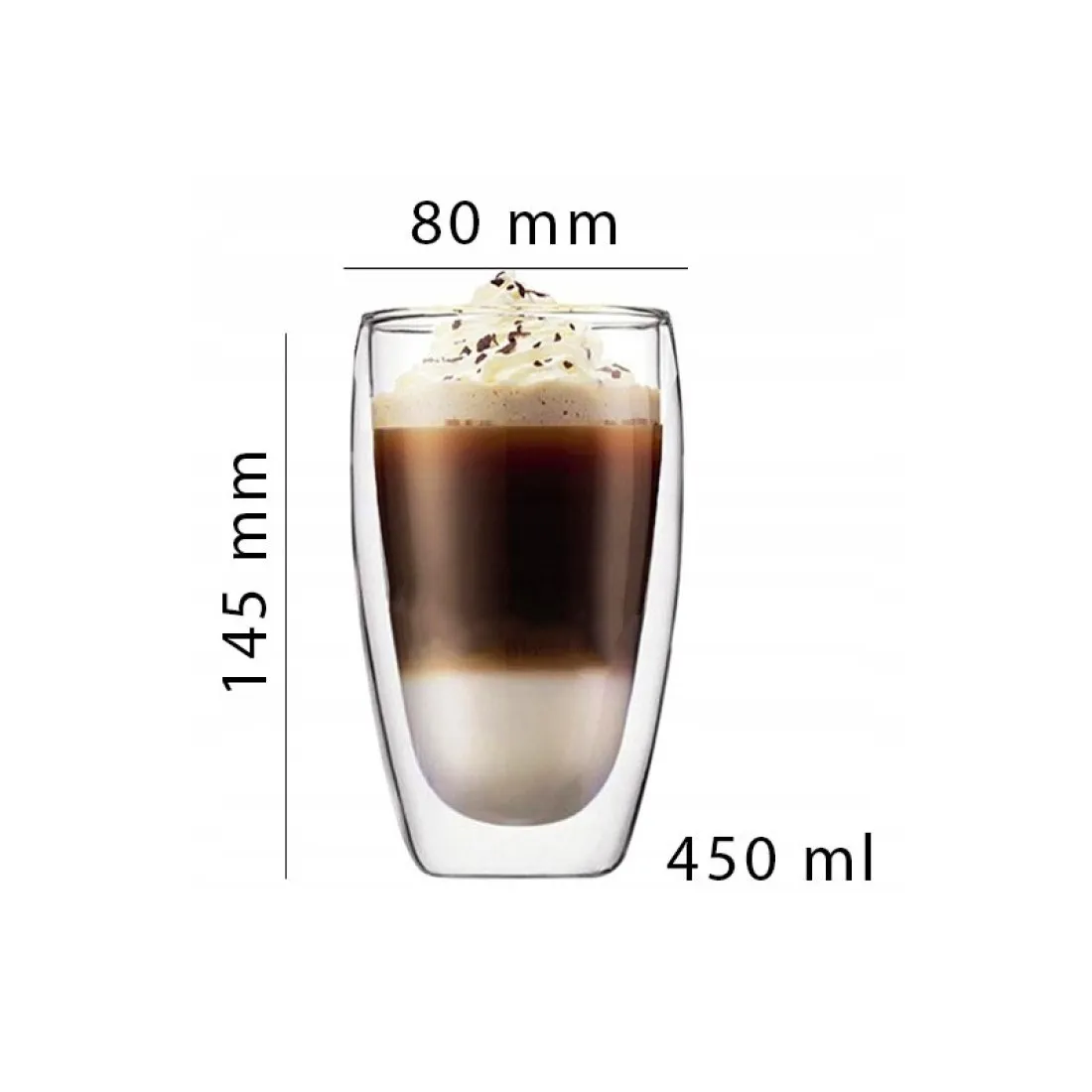 Termo poháre na latté - s dvojitým dnom 6 ks, 450 ml