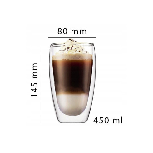 Termo poháre na latté - s dvojitým dnom 6 ks, 450 ml