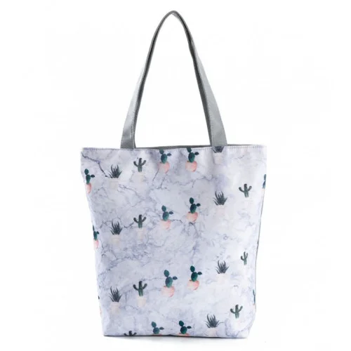 Veľká plážová taška s potlačou Kaktusy