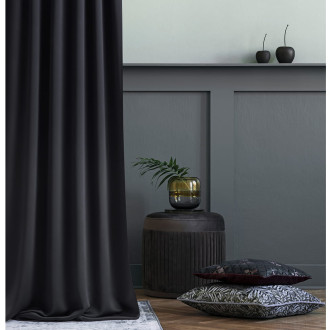 Hotový záves čierny Aura Black - 140x280 cm - uchytenie dekoračné kolieska