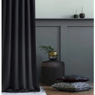 Hotový závěs černý Aura Black - 140x280 cm - uchycení dekorační kolečka