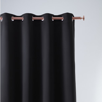 Hotový záves čierny Aura Black - 140x280 cm - uchytenie dekoračné kolieska