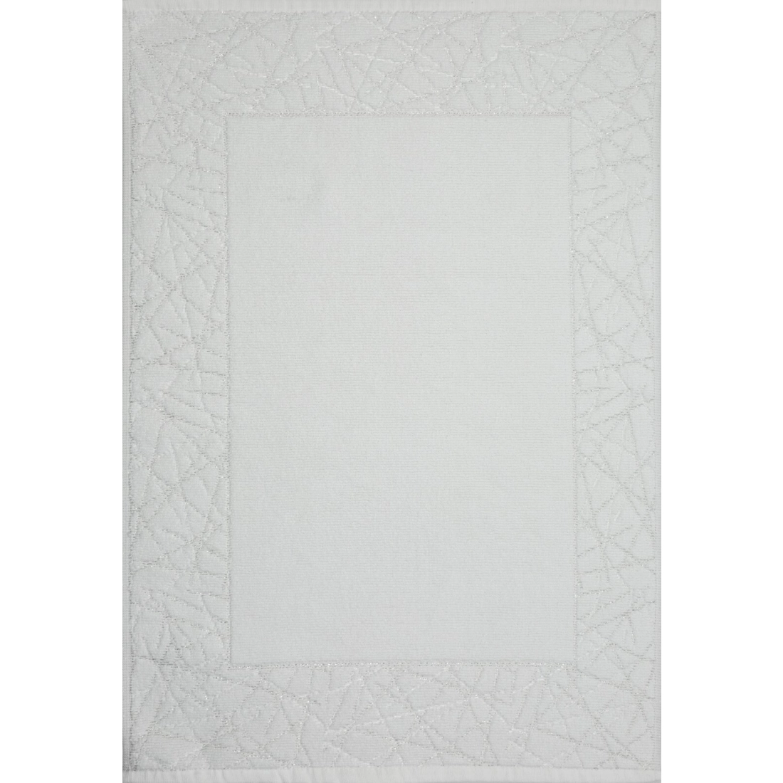 Kúpeľňový koberec zdobený geometrickým vzorom 50x70 cm - biely