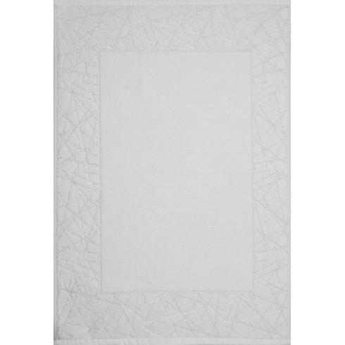 Koupelnový kobereček zdobený geometrickým vzorem 50x70 cm - bílý