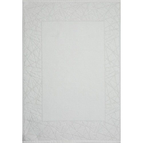 Kúpeľňový koberec zdobený geometrickým vzorom 50x70 cm - biely