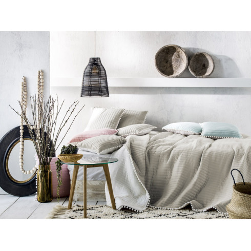 Obojstranný prehoz na posteľ Bohemia - bežový & biely 220x240 cm