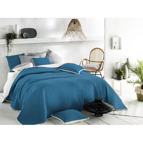 Obojstranný prehoz na posteľ Bohemia -modro-biely 200x220 cm
