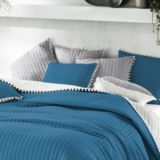 Obojstranný prehoz na posteľ Bohemia - modrý & biely 220x240 cm