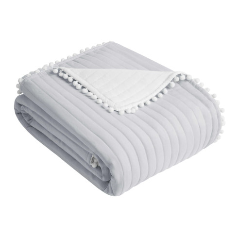 Obojstranný prehoz na posteľ Bohemia - svetlo sivý & biely 200x220 cm