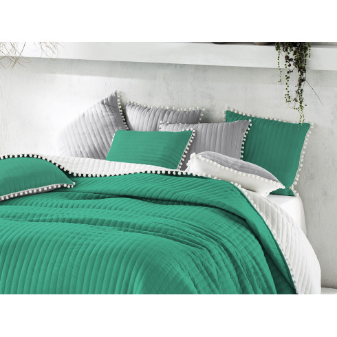 Obojstranný prehoz na posteľ Bohemia - zelený & biely 200x220 cm