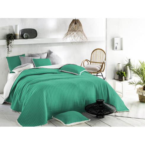 Obojstranný prehoz na posteľ Bohemia - zelený & biely 220x240 cm