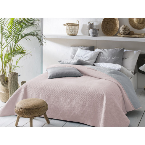 Oboustranný přehoz na postel Bueno - světle růžový & světle šedý 200x220 cm