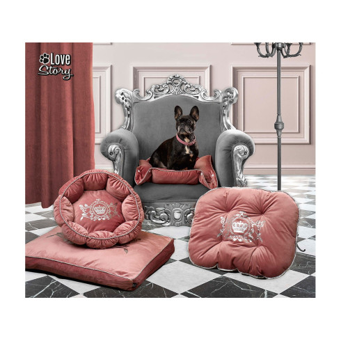 Pelech pre psa LOVE STORY LUXURIOUS - púdrovo ružový 60x45 cm
