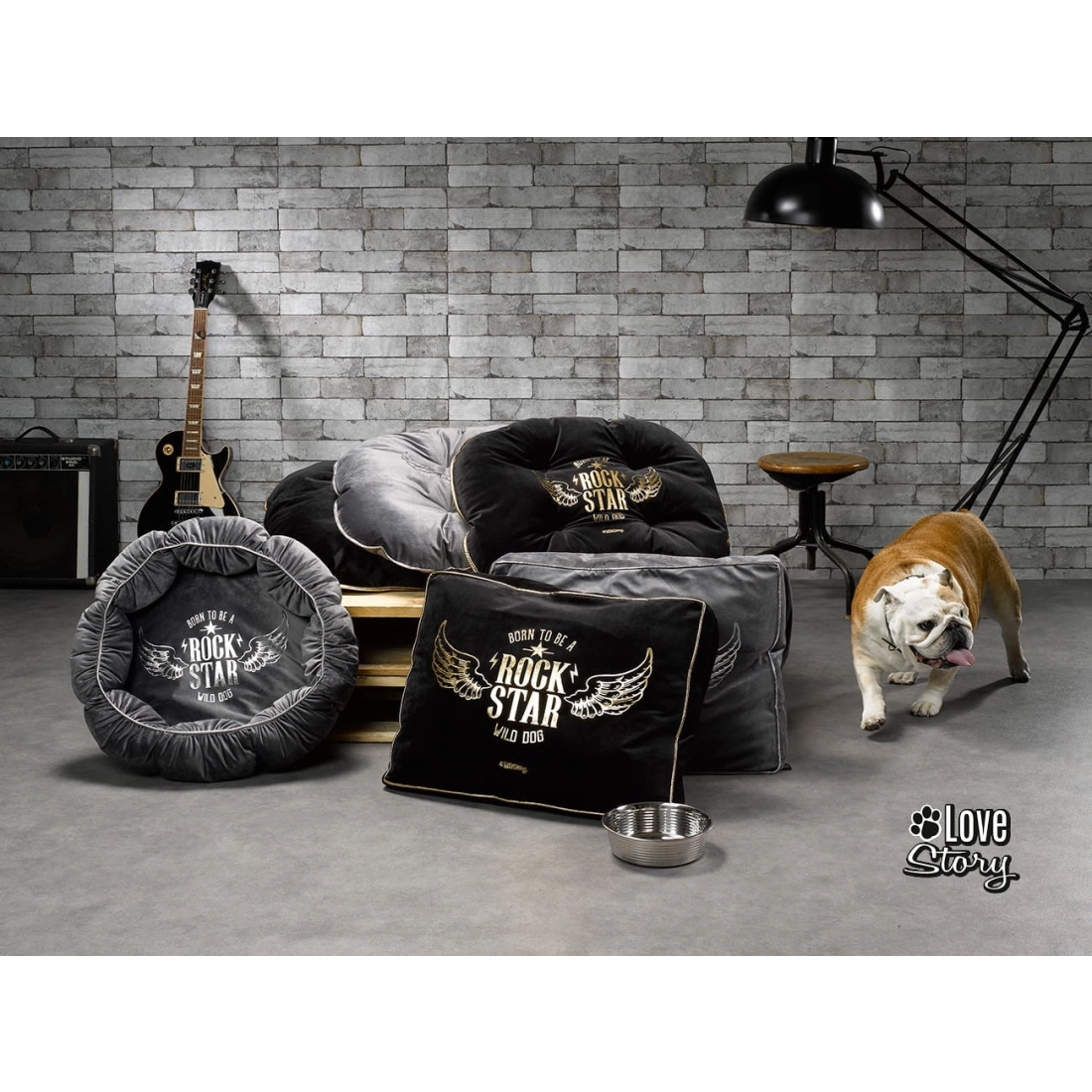 Pelíšek pro psa LOVE STORY LUXURIOUS - šedý 48 cm