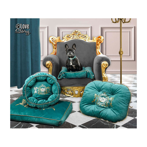 Pelíšek pro psa LOVE STORY LUXURIOUS - zelený 48 cm