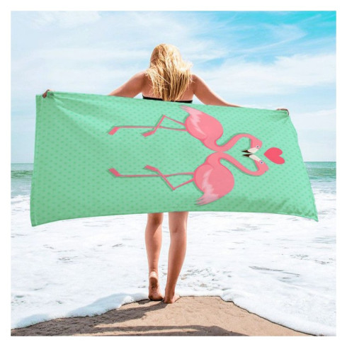 Plážová osuška Love Plameniaky 150x70 cm