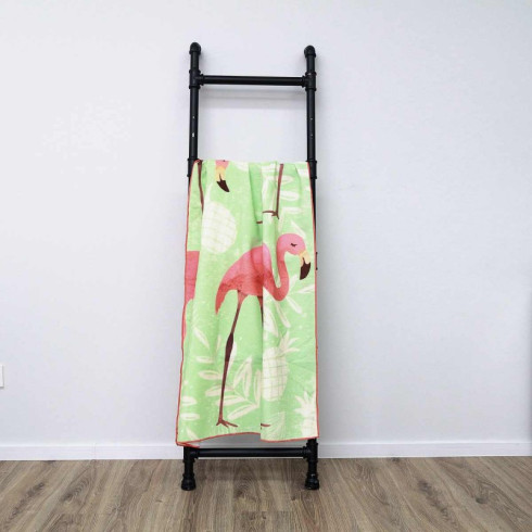 Plážová osuška zelená s plameňáky 150x70 cm