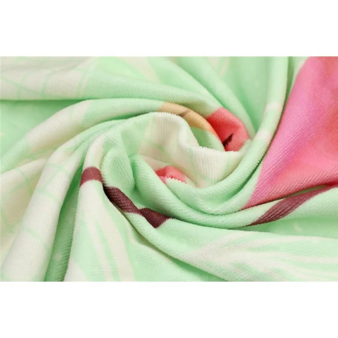 Plážová osuška zelená s plameniakmi 150x70 cm