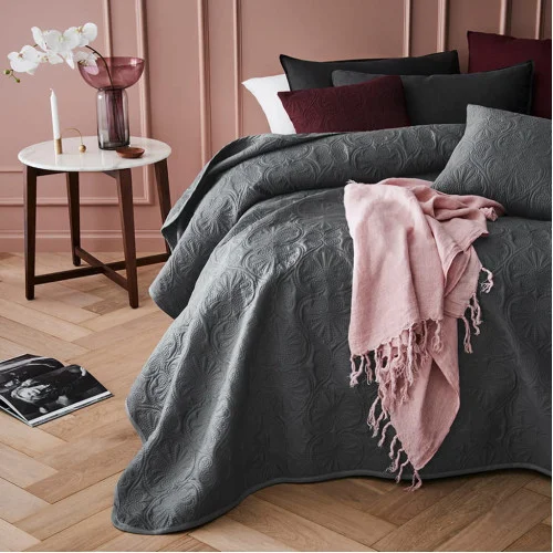 Prehoz na posteľ Leila - tmavo sivý 200x220 cm