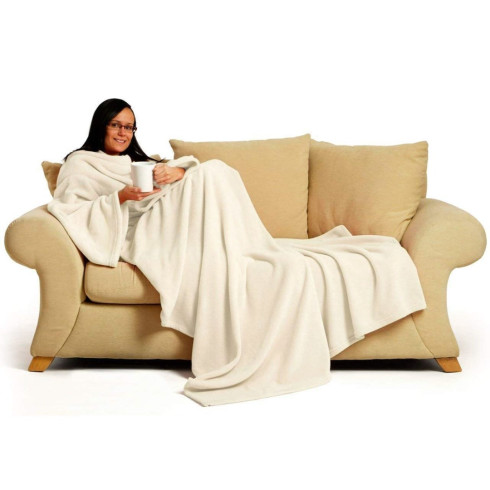 Televízna deka s rukávmi - krémová 