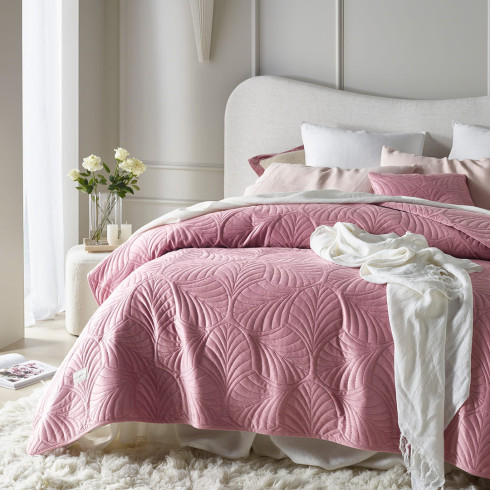 Velúrový prehoz na posteľ Feel - ružový 240x260 cm