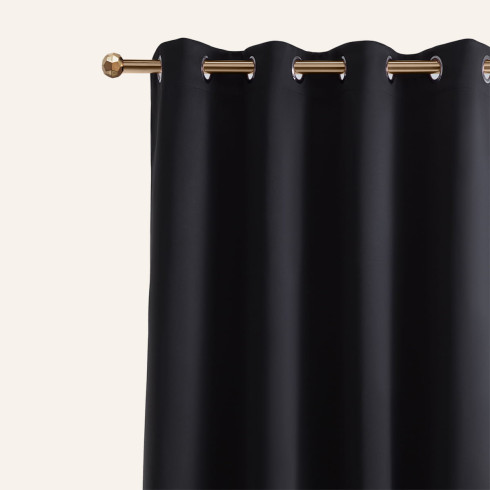 Zatemňovací závěs LAUREL - černý 140x250 cm - nástavec s ozdobnými kolečky