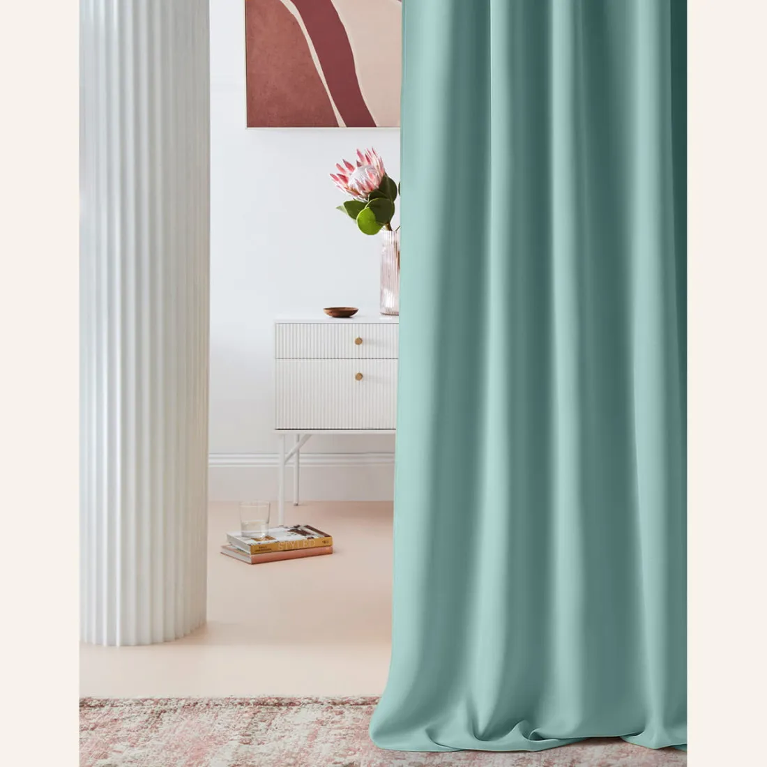 Zatemňujúci záves LAUREL - Mint 140x280 cm - uchytenie dekoračné kolieska