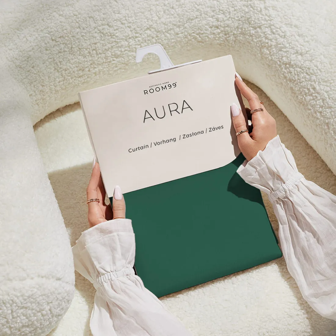 Závěs Aura Bottle Green - 140x250 cm - uchycení dekorační kolečka