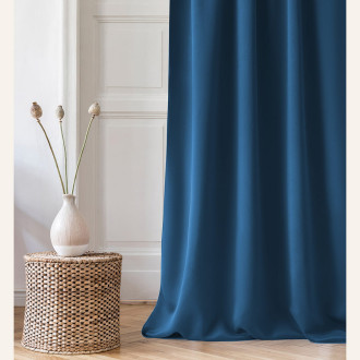 Záves Aura Dark Blue - 140x250 cm - uchytenie dekoračné kolieska