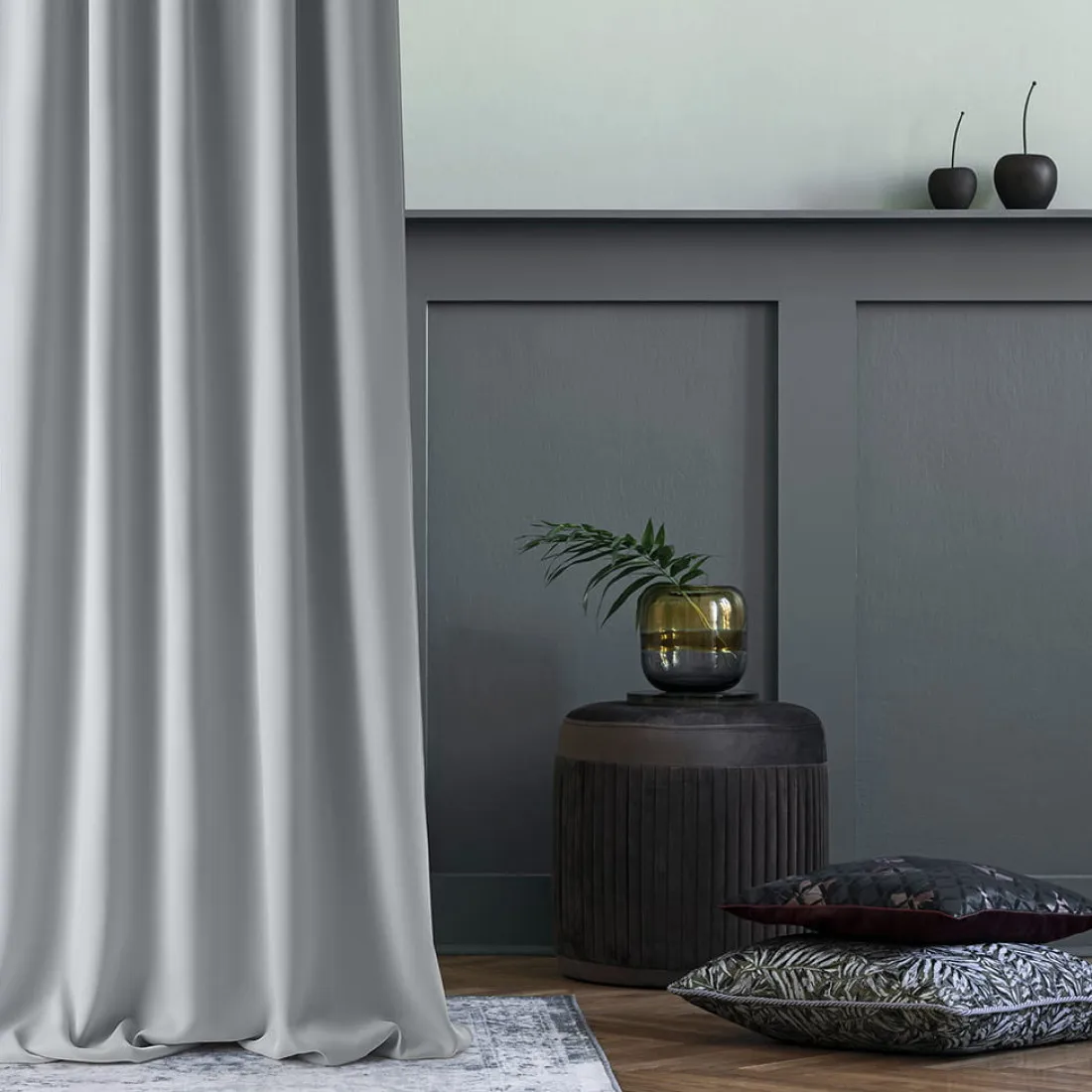 Závěs Aura Light Grey - 140x250 cm - uchycení dekorační kolečka