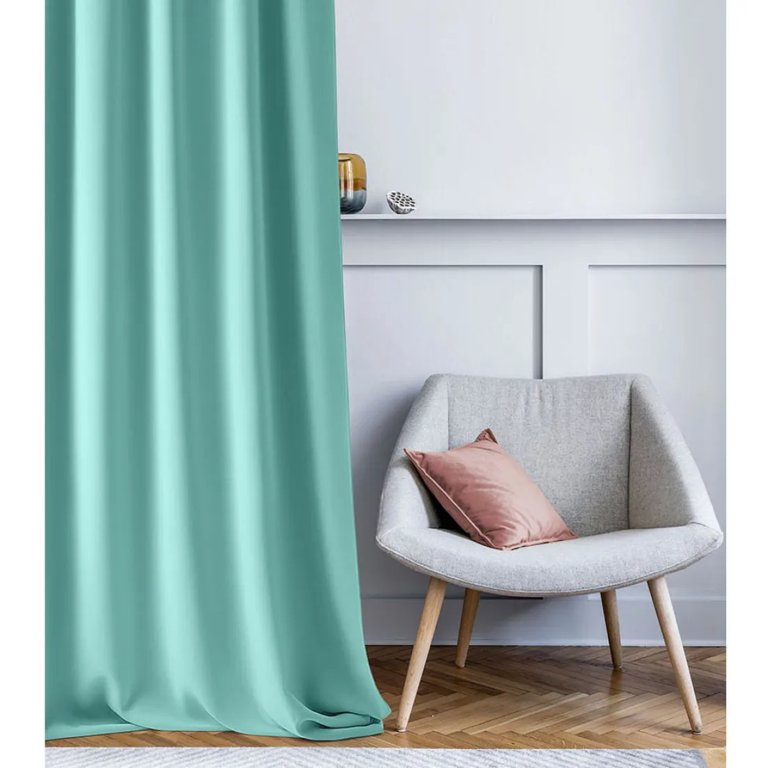 Závěs Aura Mint - 140x280 cm - uchycení řasící páska