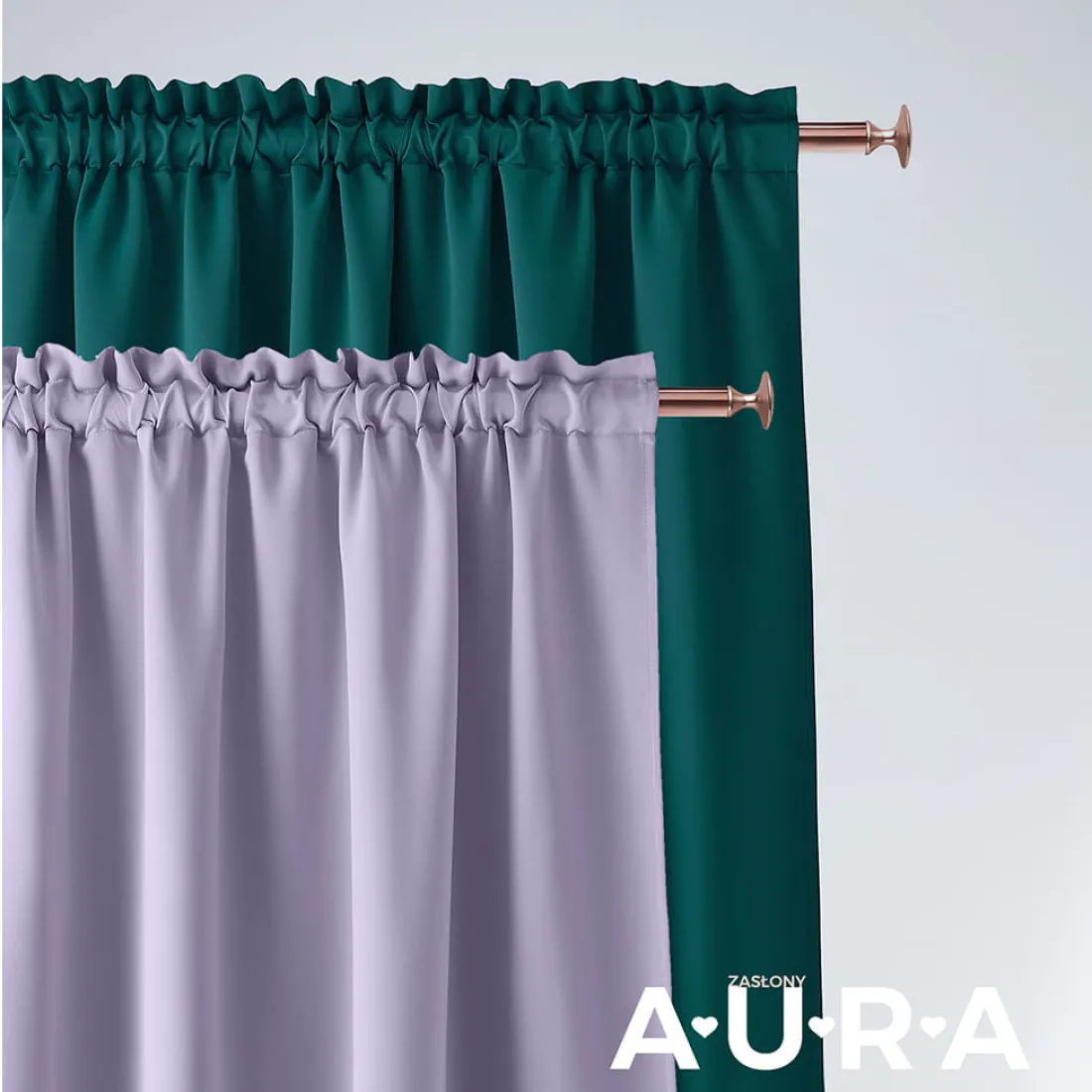 Závěs Aura Mint - 140x280 cm - uchycení řasící páska