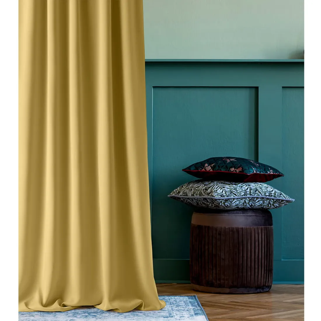 Záves Aura Mustard - 140x250 cm - uchytenie dekoračné kolieska