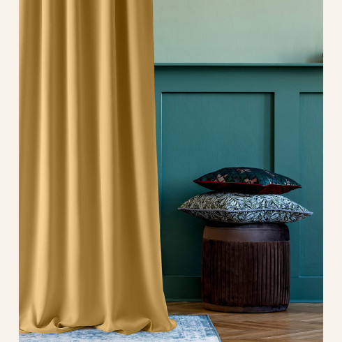 Záclona Aura Mustard - 140x280 cm - nástavec s ozdobnými kolečky Záclona Aura Mustard - 140x280 cm - nástavec s ozdobnými kolečky