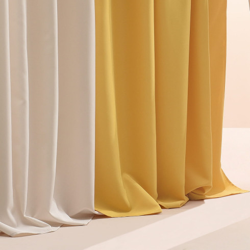 Záclona Aura Mustard - 140x280 cm - nástavec s ozdobnými kolečky Záclona Aura Mustard - 140x280 cm - nástavec s ozdobnými kolečky