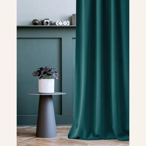 Záclona Aura Petrol - 140x250 cm - nástavec s ozdobnými kolečky